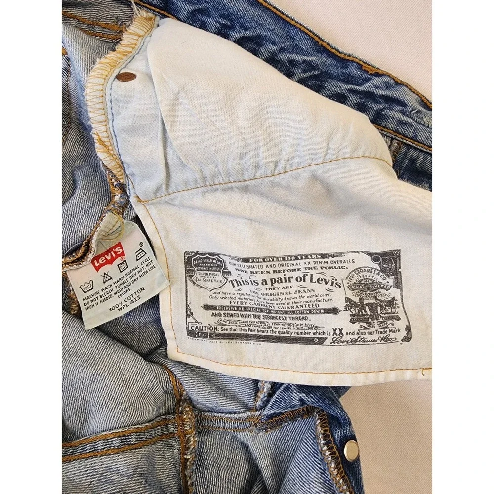 Levi's 501 Original Button Fly Jeans Men's W34 L30 Light Wash Straight Leg 100%